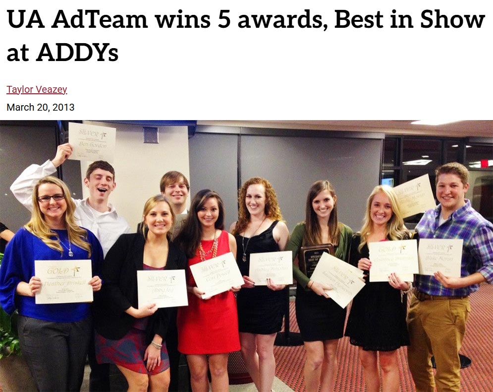 2012 Tuscaloosa ADDY Awards Article