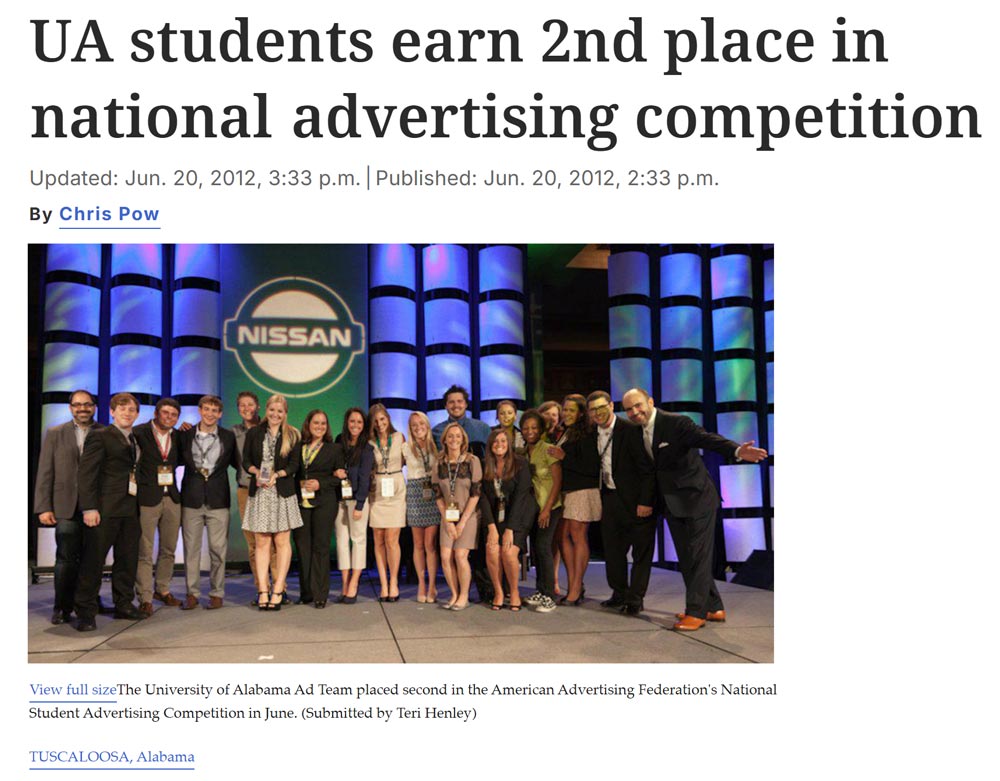 2012 National Student Advertising Competition Winner Article